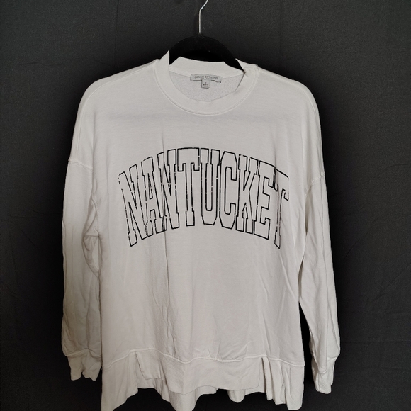 Green Envelope Tops - White Nantucket Sweatshirt Size Small
